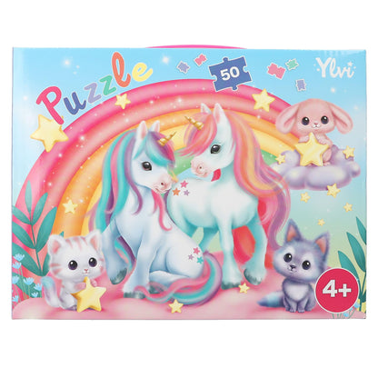 Depesche 13204 Ylvi 50-Piece Puzzle with Detailed Unicorn Design, Approximately 58 x 40 cm, in Cardboard Case with Carry Handle, Multicoloured, One Size