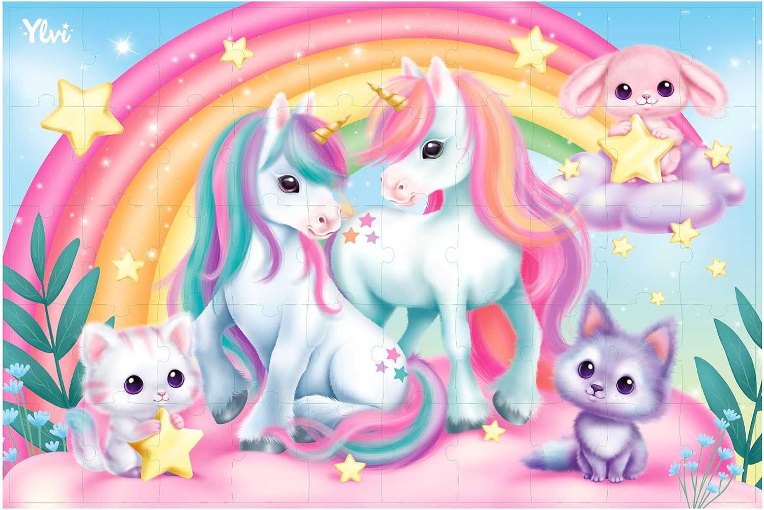 Depesche 13204 Ylvi 50-Piece Puzzle with Detailed Unicorn Design, Approximately 58 x 40 cm, in Cardboard Case with Carry Handle, Multicoloured, One Size