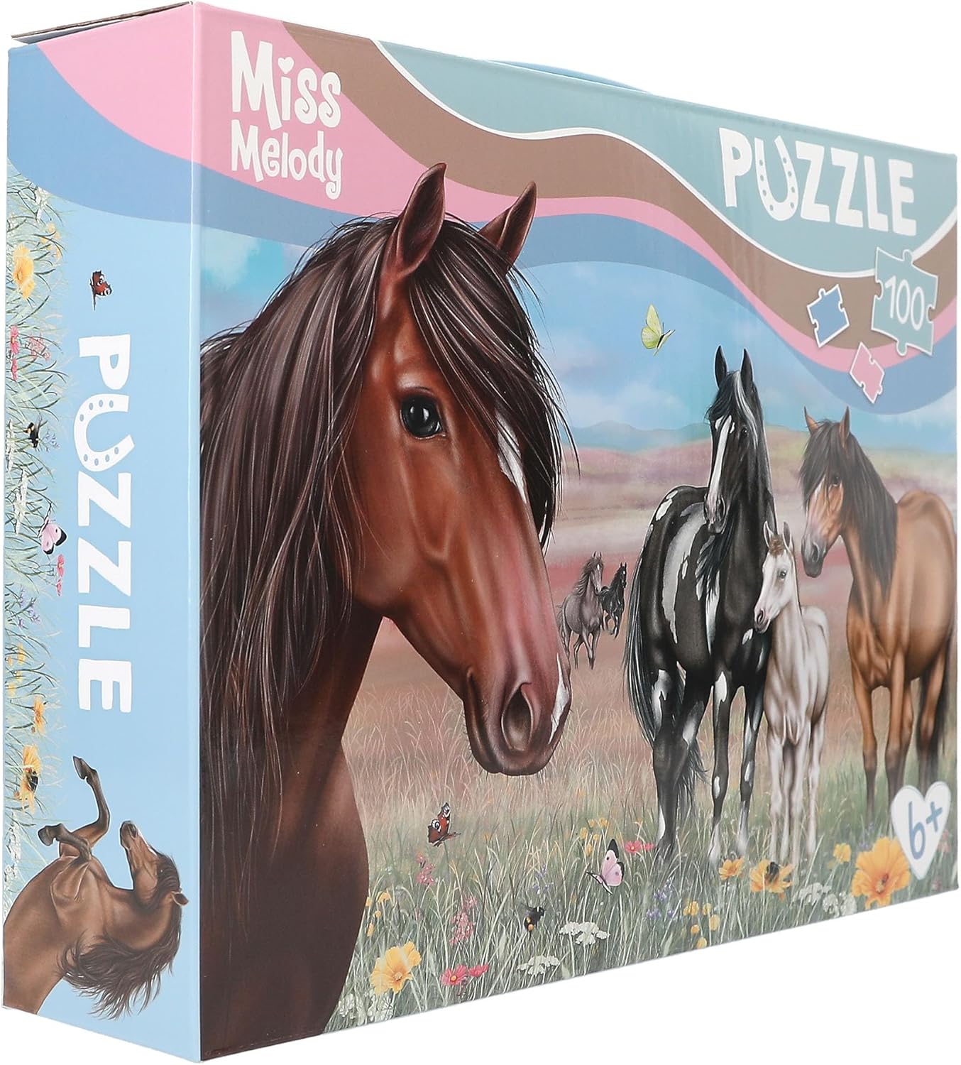 Depesche 13205 Miss Melody 100-Piece Jigsaw Puzzle with Detailed Horse Design, Size Approx. 58 x 40 cm, in Cardboard Box with Carry Handle, Multicoloured, One Size
