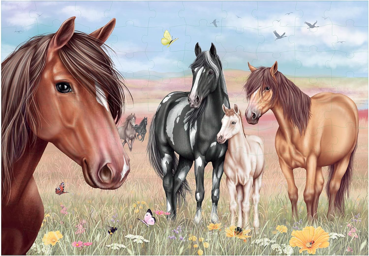 Depesche 13205 Miss Melody 100-Piece Jigsaw Puzzle with Detailed Horse Design, Size Approx. 58 x 40 cm, in Cardboard Box with Carry Handle, Multicoloured, One Size