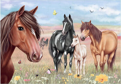 Depesche 13205 Miss Melody 100-Piece Jigsaw Puzzle with Detailed Horse Design, Size Approx. 58 x 40 cm, in Cardboard Box with Carry Handle, Multicoloured, One Size