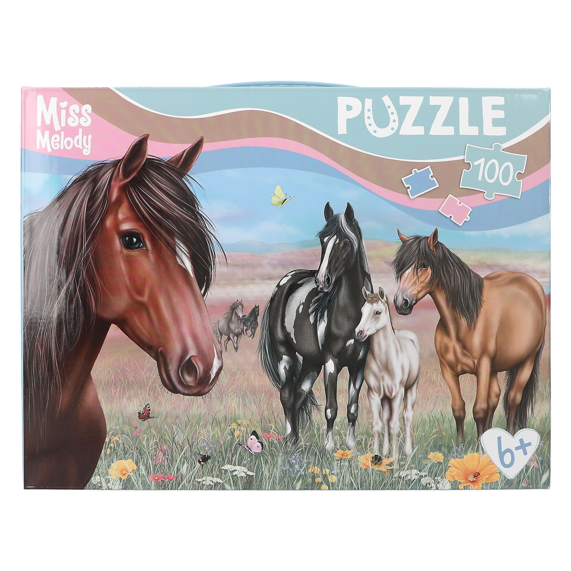 Depesche 13205 Miss Melody 100-Piece Jigsaw Puzzle with Detailed Horse Design, Size Approx. 58 x 40 cm, in Cardboard Box with Carry Handle, Multicoloured, One Size