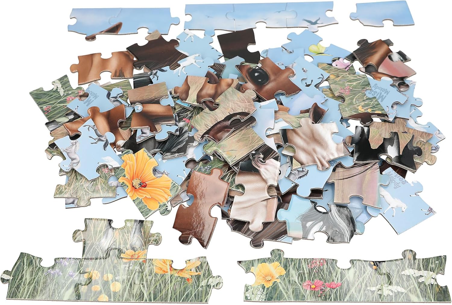 Depesche 13205 Miss Melody 100-Piece Jigsaw Puzzle with Detailed Horse Design, Size Approx. 58 x 40 cm, in Cardboard Box with Carry Handle, Multicoloured, One Size