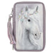 Depesche 13126 Miss Melody Fantasy Horse - Filled 3-Compartment Pencil Case in Pale Purple, with Horse Motif and Glitter, Pencil Case with Colouring Pencils, Ruler, Scissors etc.