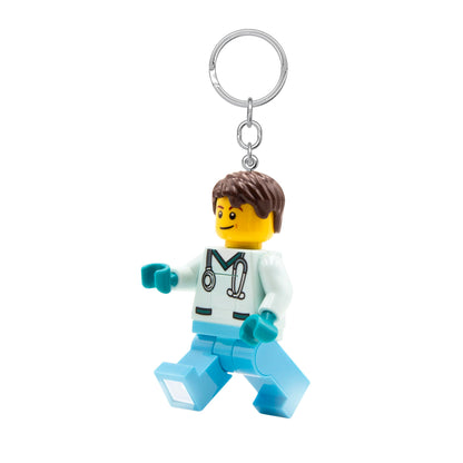 LEGO Minifiguren Schlüsselanhänger Licht – Krankenschwester – 7,6 cm große Figur (KE194H), Weiss/opulenter Garten, Large - 3 inches tall