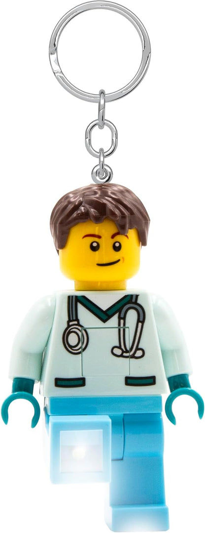 LEGO Minifiguren Schlüsselanhänger Licht – Krankenschwester – 7,6 cm große Figur (KE194H), Weiss/opulenter Garten, Large - 3 inches tall