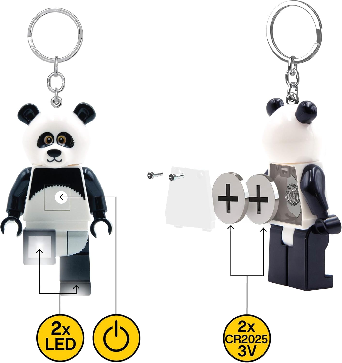Lego Minifigures Keychain Light - Panda Guy - 3 Inch Tall Figure (KE195H