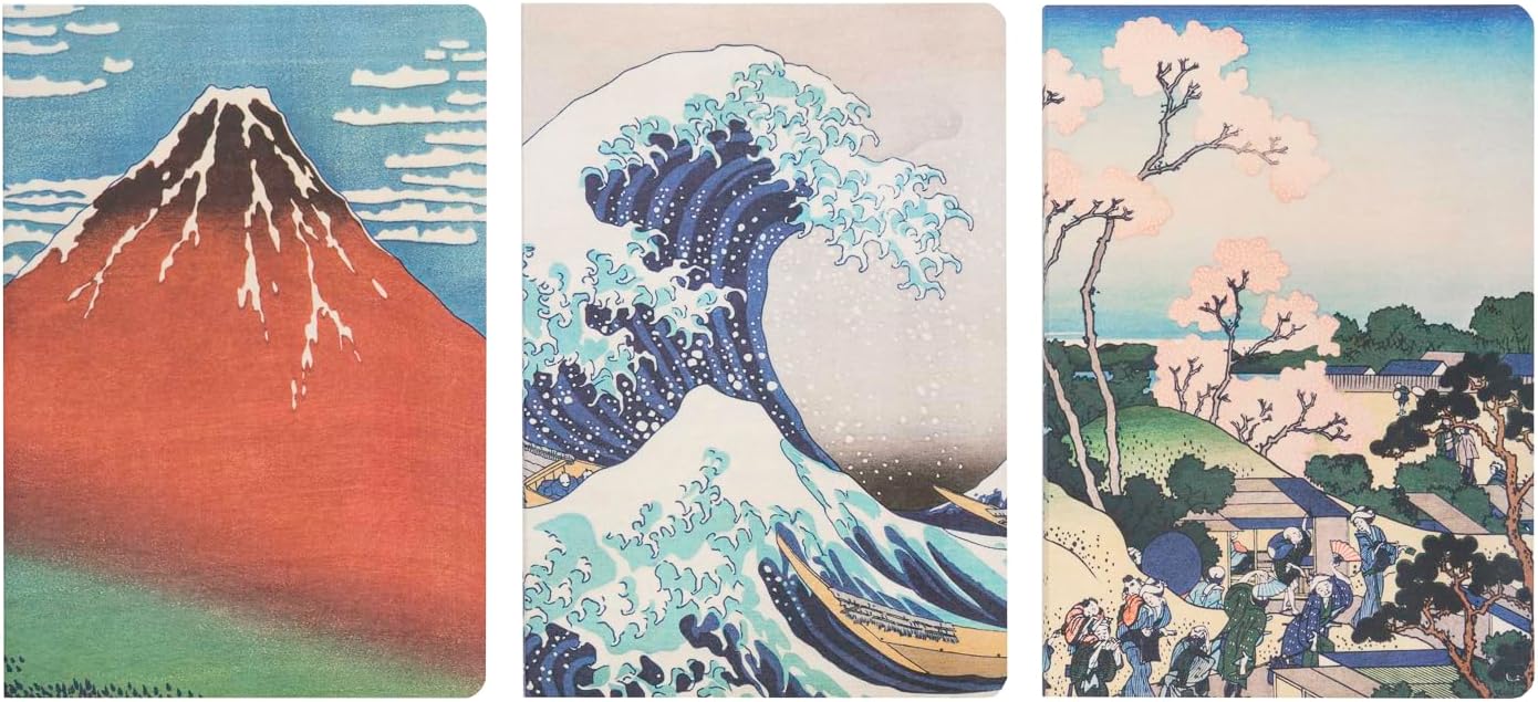 Grupo Erik Hokusai The Great Wave off Kanagawa Pack Of 3 A5 Notebooks + Ball Pen