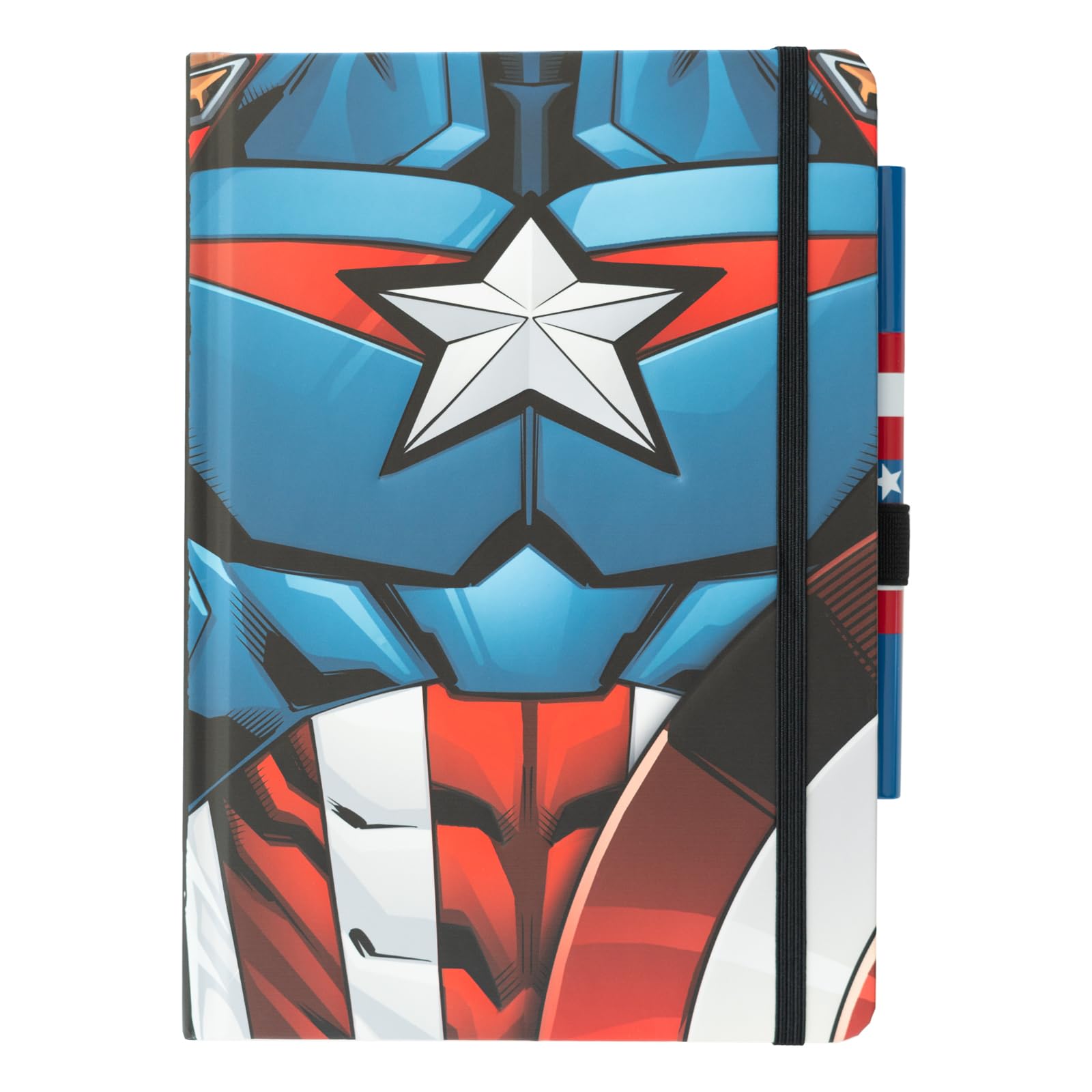 Grupo Erik Premium Notizbuch mit Stift Marvel Captain America Notizbuch A5 Dotted - Notizbuch Klein - Reisetagebuch zum selberschreiben - Bullet Journal Dotted A5 Tagebuch Mädchen und Jungen