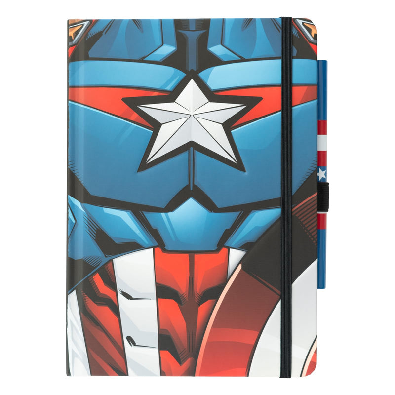 Grupo Erik Premium Notizbuch mit Stift Marvel Captain America Notizbuch A5 Dotted - Notizbuch Klein - Reisetagebuch zum selberschreiben - Bullet Journal Dotted A5 Tagebuch Mädchen und Jungen