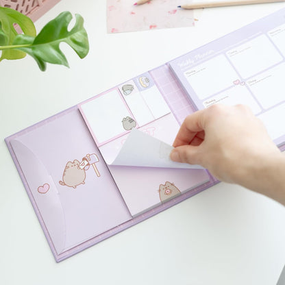 Gruppe Erik Wochenplaner Pusheen mit Haftnotizen - Notizzettel Block für To Do Liste Einkaufszettel - Undatierten Wochenplaner Notizblock Block Buch Kwaii Accessoires