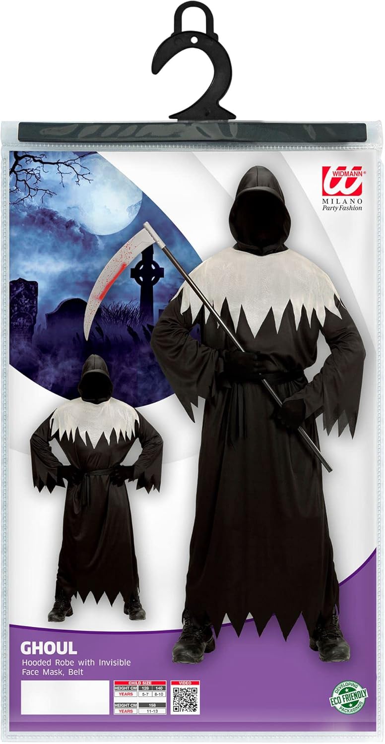 Widmann Ghoul Costume – Hooded Robe, Invisible Face and Belt 140