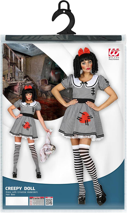 "CREEPY DOLL" (dress with crinoline underskirt, hair bow) - (S)