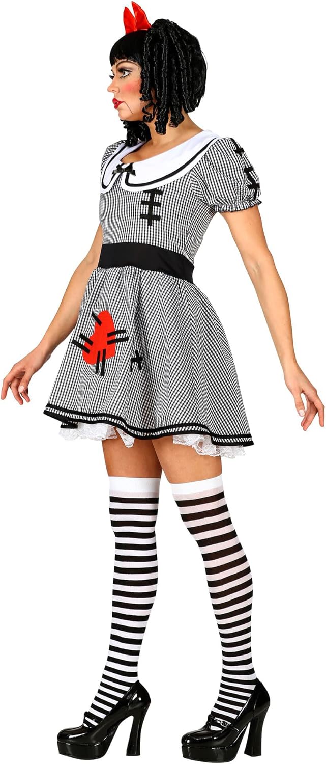 "CREEPY DOLL" (dress with crinoline underskirt, hair bow) - (XS)