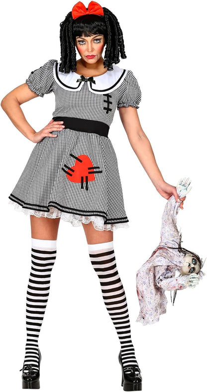 "CREEPY DOLL" (dress with crinoline underskirt, hair bow) - (XS)