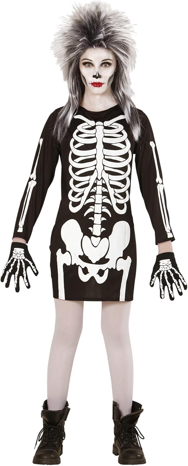 Widmann Child Skeleton Girl Costume, Dress 128