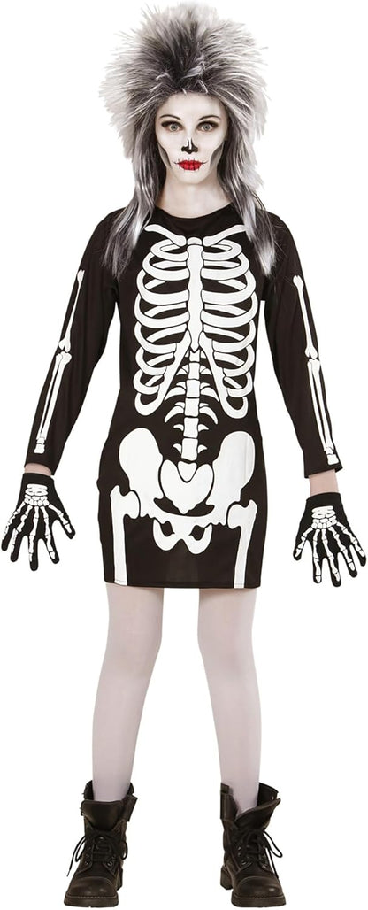 Widmann Child Skeleton Girl Costume, Dress 128