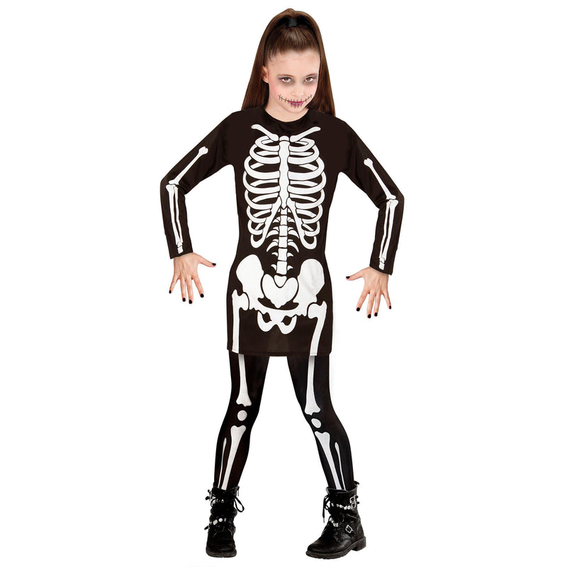 Widmann Child Skeleton Girl Costume, Dress 128