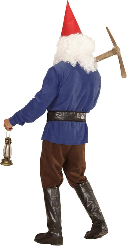 Widmann 01343 - Adult Costume Dwarf, jacket, pants, belt with bag, shoe cover, hat with ears, eyebrows and beard M Blue