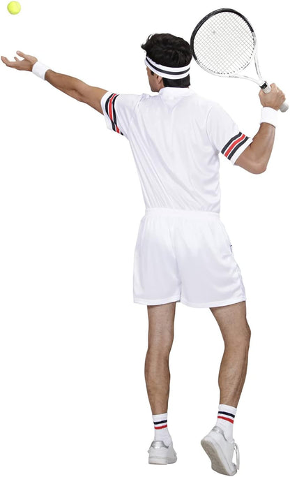WIDMANN Adults Mens Tennis Player Costume. Includes t-shirt, shorts and sweatband. Wimbledon, Fancy Dress, Outfit, World Book Day, Halloween, Carnival L Multicoloured