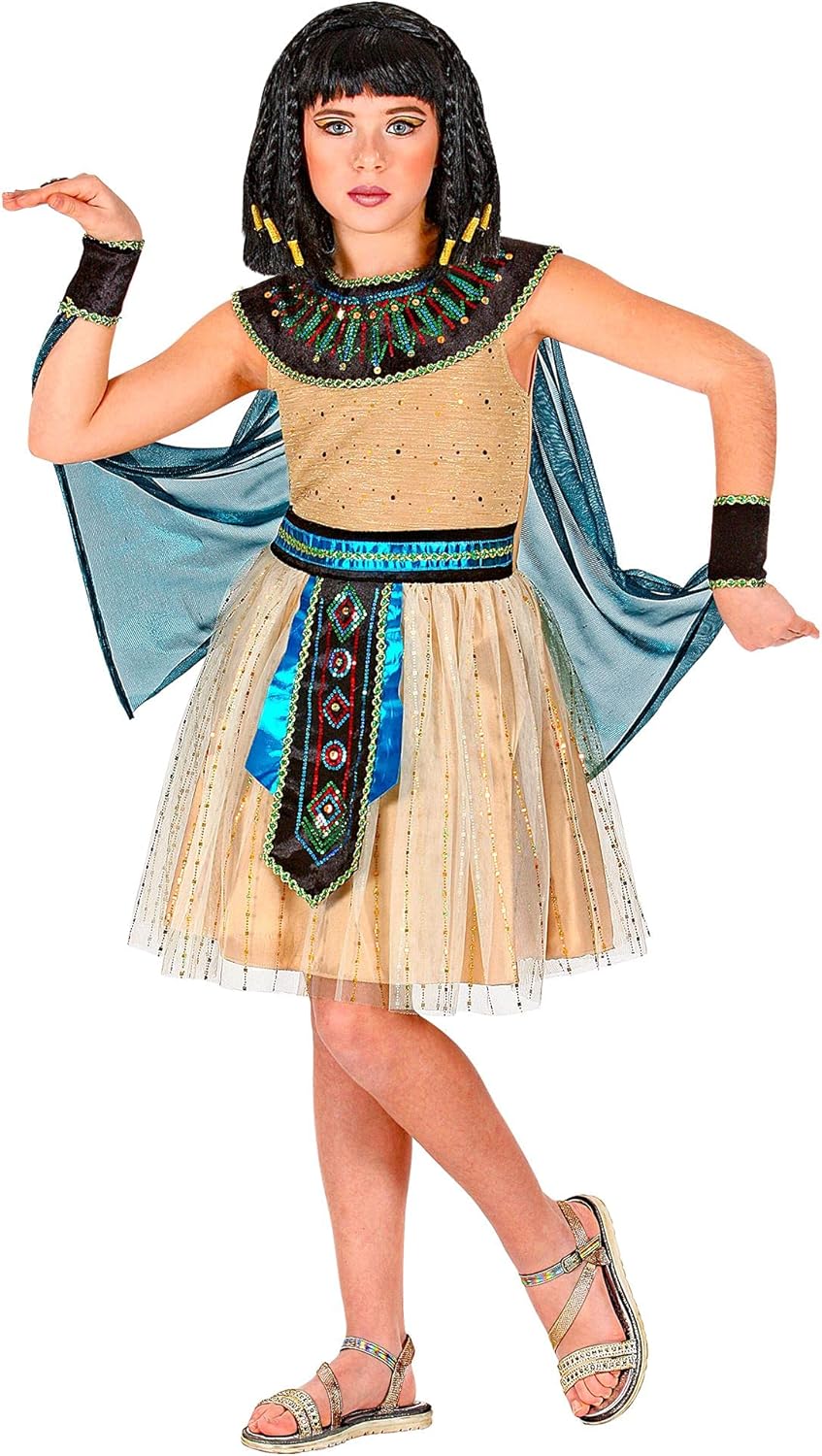 Widmann - Kinderkostüm Ägyptische Herrscherin, Kleid, Armstulpen, Umhang, ägyptische Königin, Mottoparty, Karneval 158