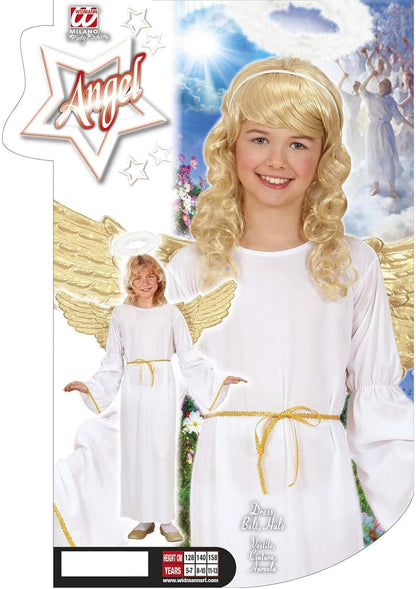 Widmann Girl's Angel (Dress, Belt, Halo) Children's Angel Costume 140 White