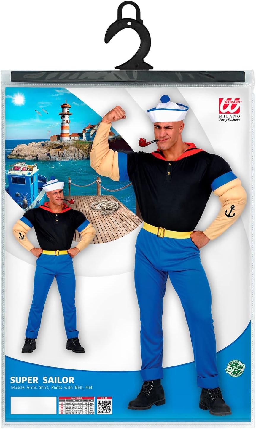 "SUPER SAILOR" (muscle arms t-shirt, pants with belt, hat) - (XXL)