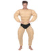 WIDMANN Bodybuilder Fancy Dress Mens Dress Up Comedy Outfit Halloween Muscle Suit Padded Chest Jumpsuit Stag Night Costume L Beige