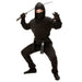 Widmann 02648 Child’s Black Ninja Costume including hood. World Book Day, Halloween and Carnival. Age 8-10