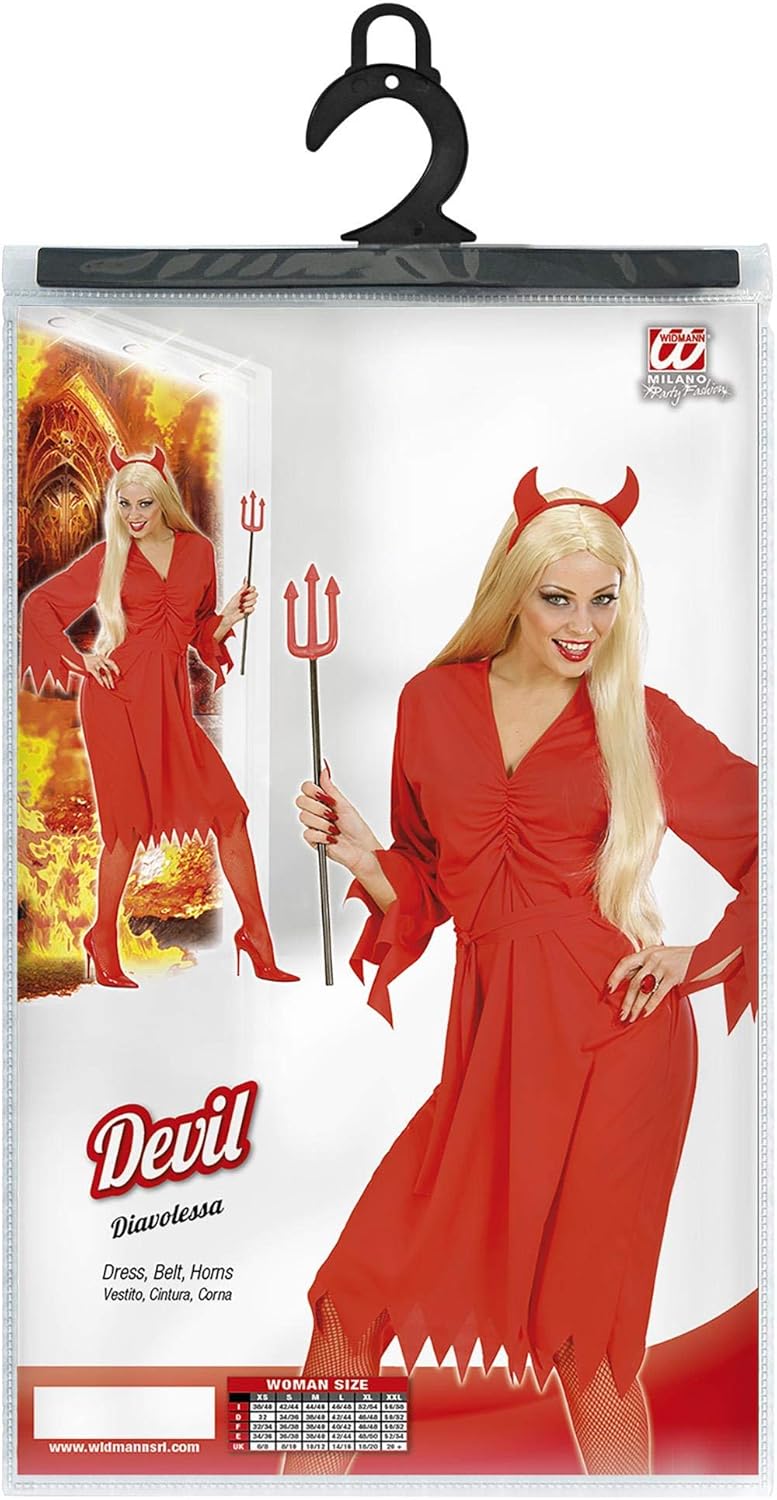 Widmann Devil Costume, Dress, Belt, Horns, Halloween, Carnival, Theme Party