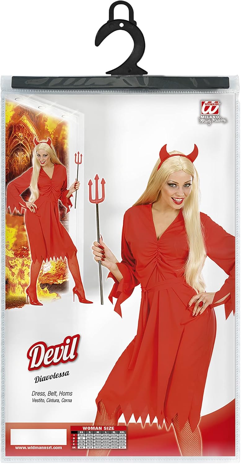 Widmann Devil Costume, Dress, Belt, Horns, Halloween, Carnival, Theme Party