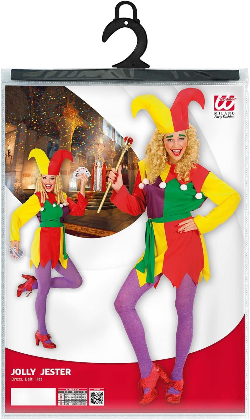 Widmann - Kostüm Spaßvogel, Kleid, Hofnarr, Clown, Faschingskostüme, Karneval