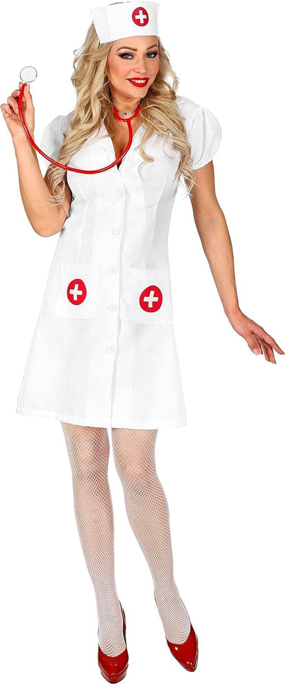 Widmann - Kostüm Krankenschwester, Kleid, Haube, Karneval, Mottoparty XS