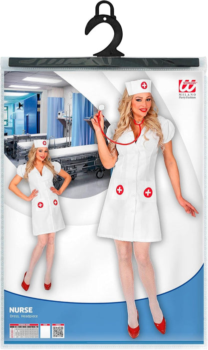 Widmann - Kostüm Krankenschwester, Kleid, Haube, Karneval, Mottoparty XS