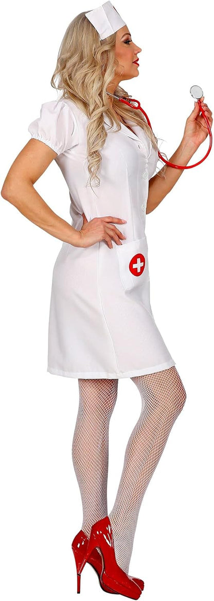 Widmann - Kostüm Krankenschwester, Kleid, Haube, Karneval, Mottoparty XS