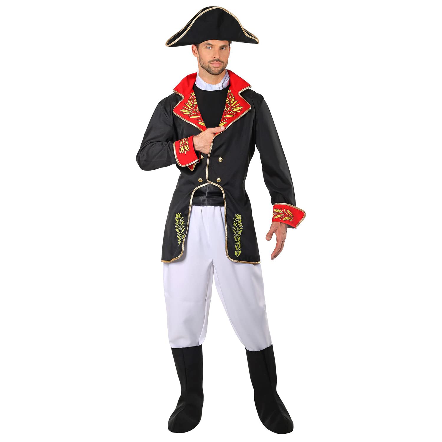 Widmann - Kostüm Napoleon, Jacke, Hose, Stiefelüberzieher und Hut, Soldat, General, Kaiser, Verkleidung, Karneval, Mottoparty