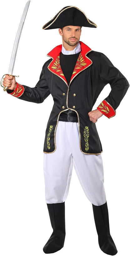 Widmann - Kostüm Napoleon, Jacke, Hose, Stiefelüberzieher und Hut, Soldat, General, Kaiser, Verkleidung, Karneval, Mottoparty