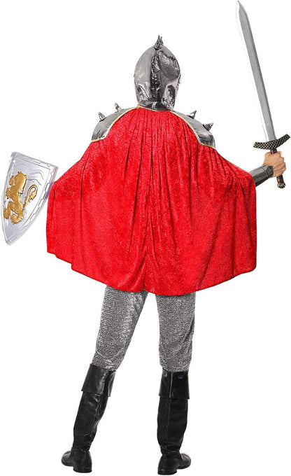 Widmann - Kostüm Ritter, Tunika mit Rüstung und Umhang, Gürtel, Helm, Mittelalter, Mottoparty, Karneval