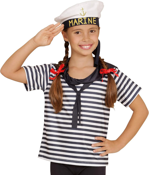 Widmann 03114 Children's Costume Set, Shirt and Hat, White, Size 104 104 White