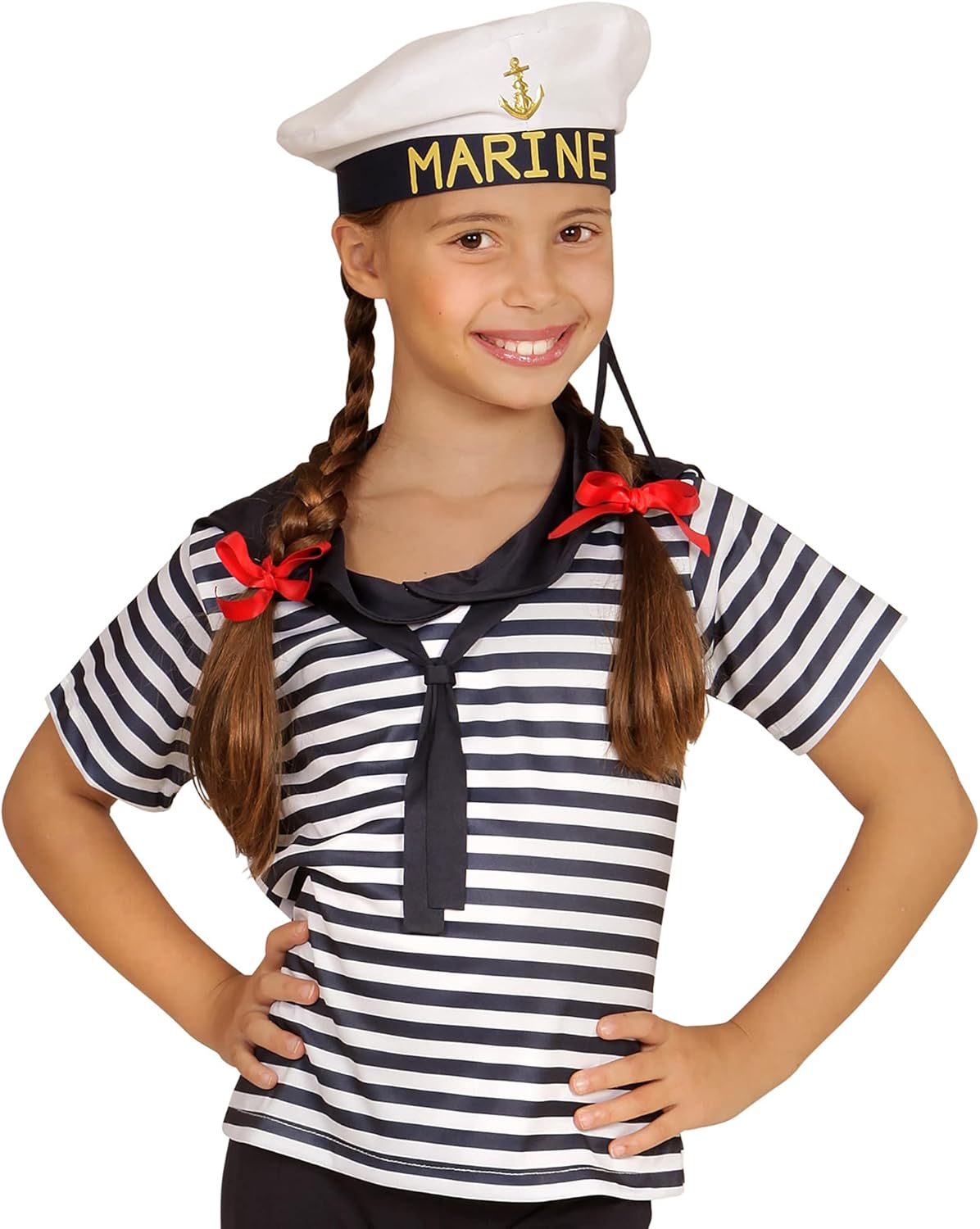 Widmann 03114 Children's Costume Set, Shirt and Hat, White, Size 104 104 White