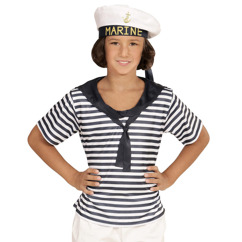Widmann 03114 Children's Costume Set, Shirt and Hat, White, Size 104 104 White