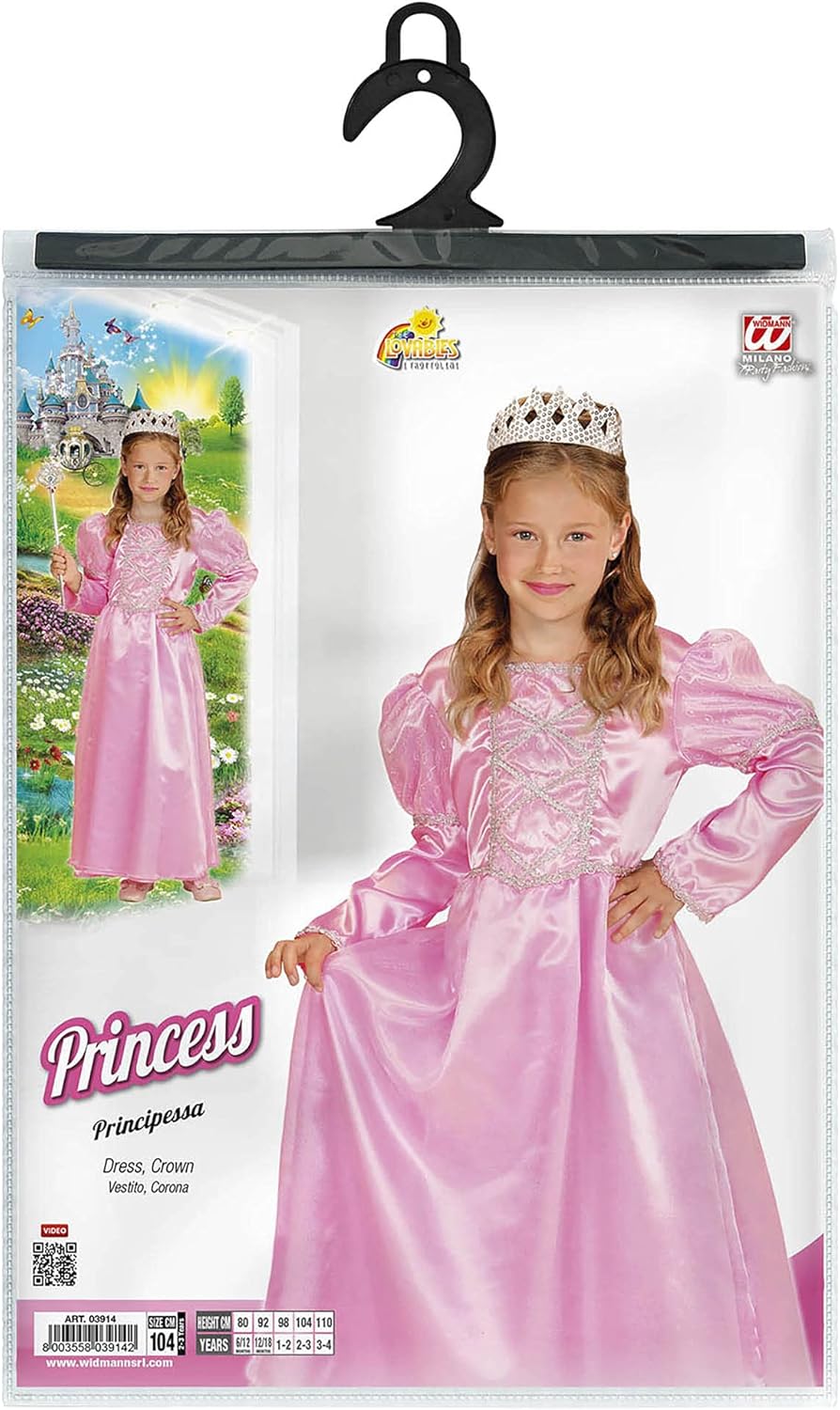 Widmann little fairy children's costume, pink princess, dress and crown 140