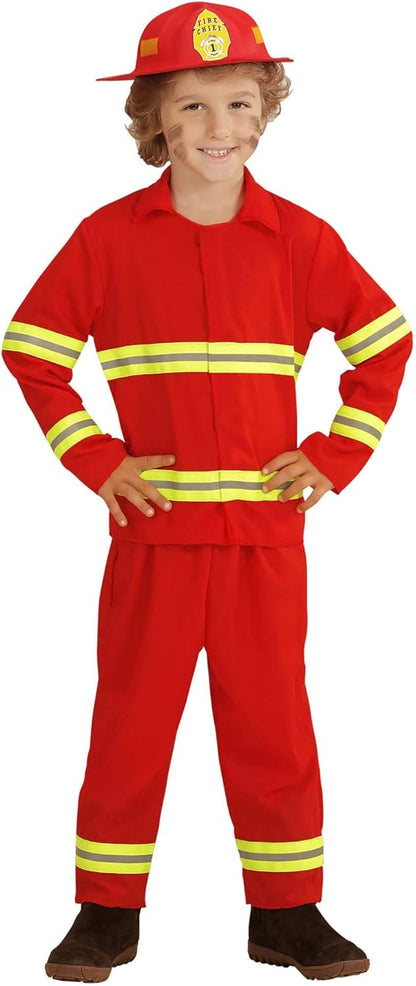 Widmann - Kinderkostüm Feuerwehrmann, Jacke, Hose, Helm, Fireman, Fasching, Mottoparty, Karneval 104