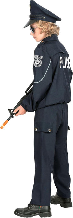 Widmann - Children's police officer costume, top, trousers, hat, law enforcement, carnival, theme party 104
