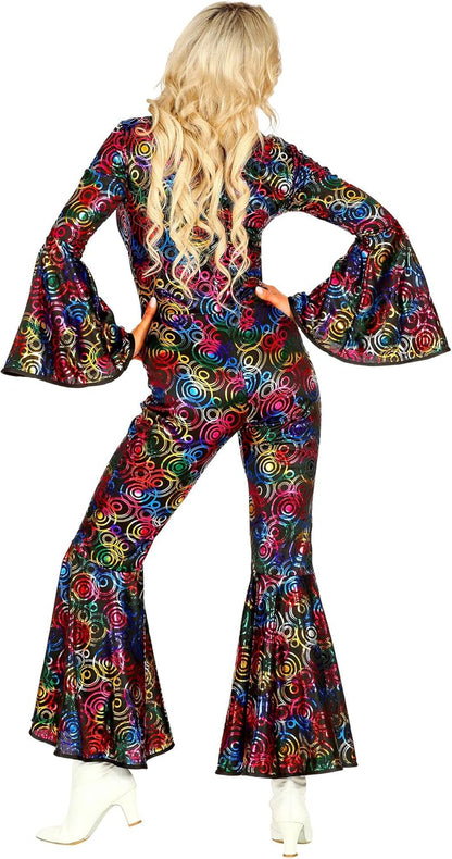 WIDMANN Adult Womens Multicoloured 70s Disco Style Jumpsuit. Includes Jumpsuit. Fancy Dress, Outfit, Costume, World Book Day, Halloween, Carnival, 70s, 80, XS