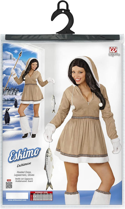 Widmann 05551, Adult costume, Eskimo girl, dress with hood, leg warmers and gloves.