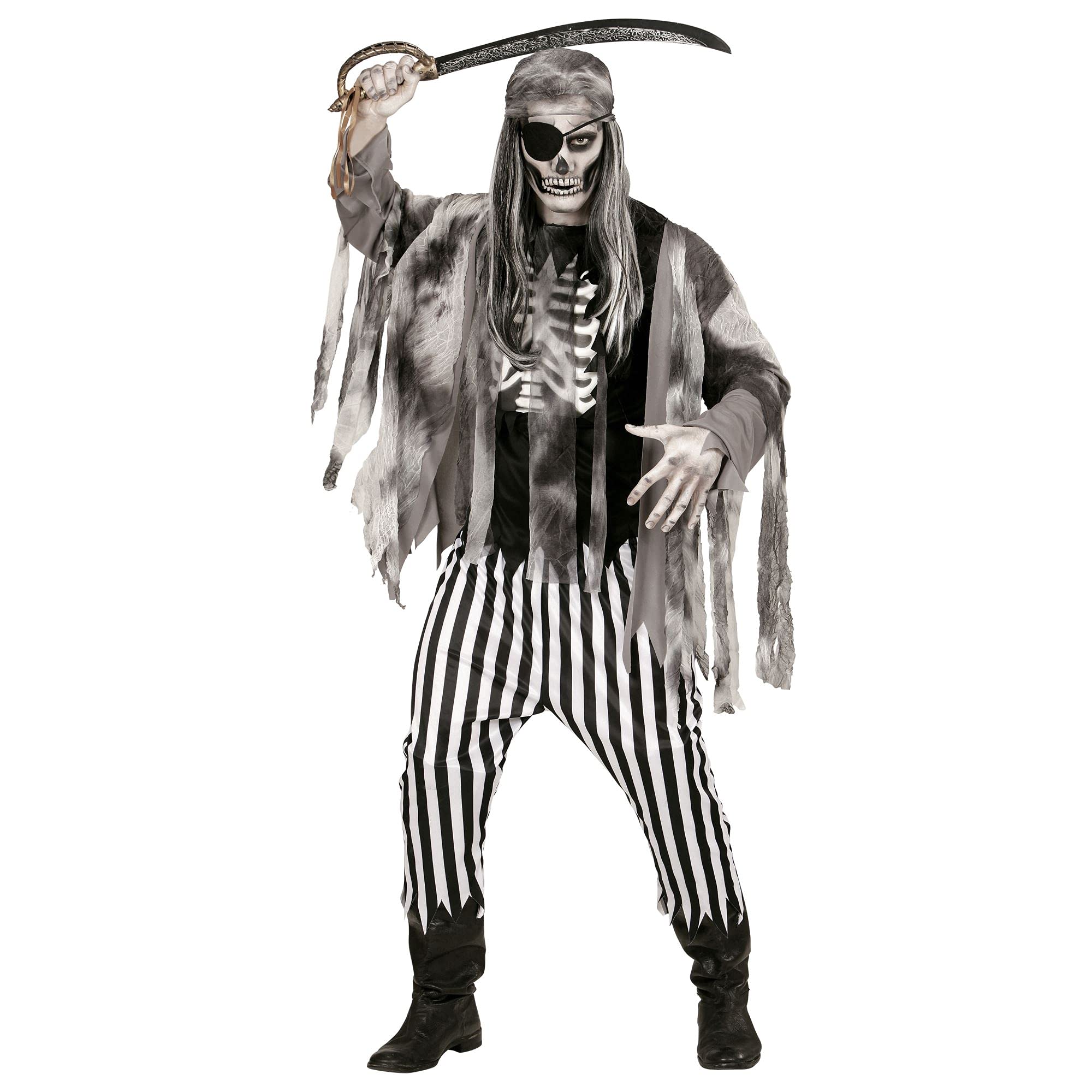 Widmann Adults’ Ghost Ship Pirate Costume, with Rib Print T-Shirt, Jacket, Trousers & Bandana