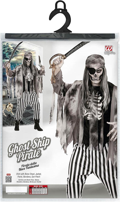 Widmann Adults’ Ghost Ship Pirate Costume, with Rib Print T-Shirt, Jacket, Trousers & Bandana XL