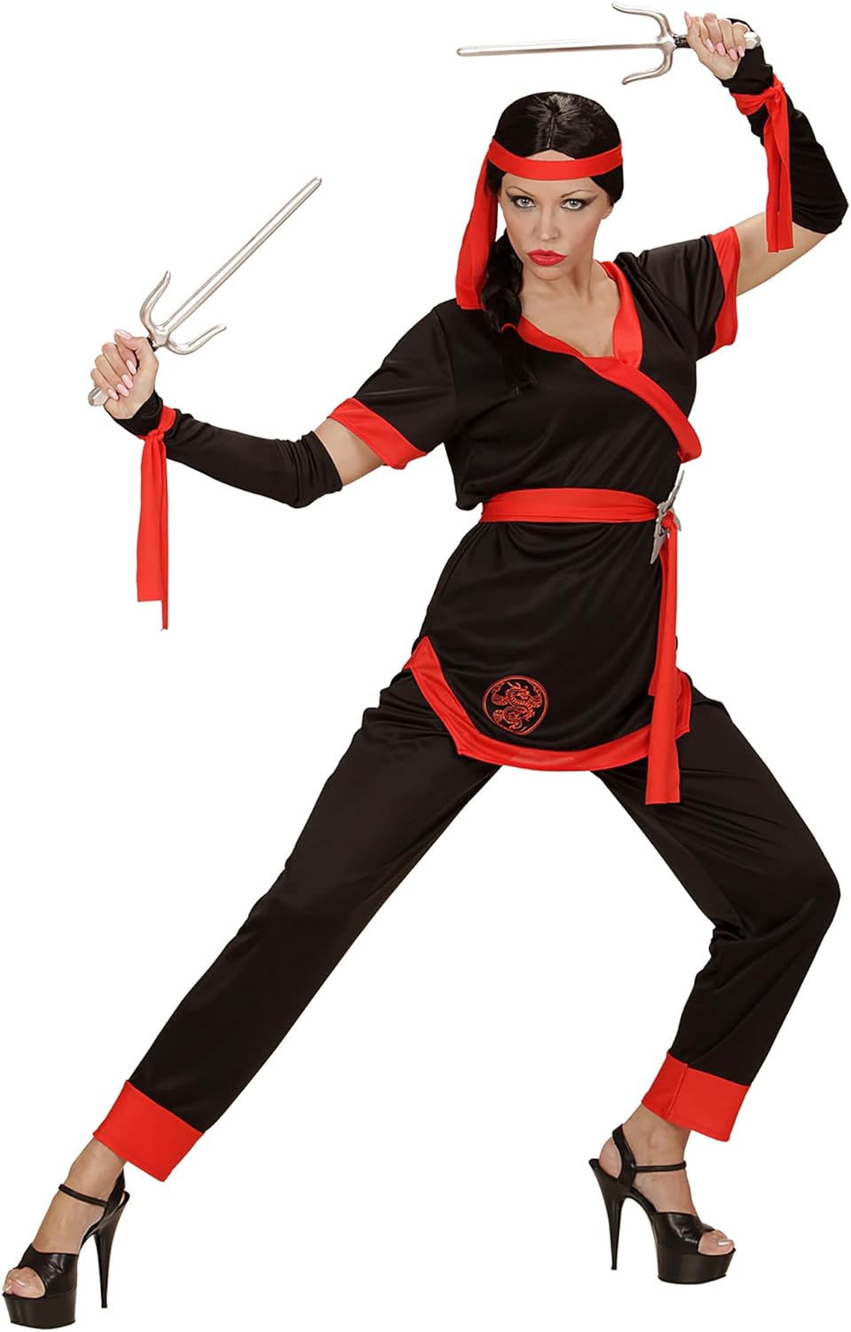Widmann 05863 Adult Ninja Girl’s Costume – Jacket, Trousers, Belt, Arm Warmers and Headband