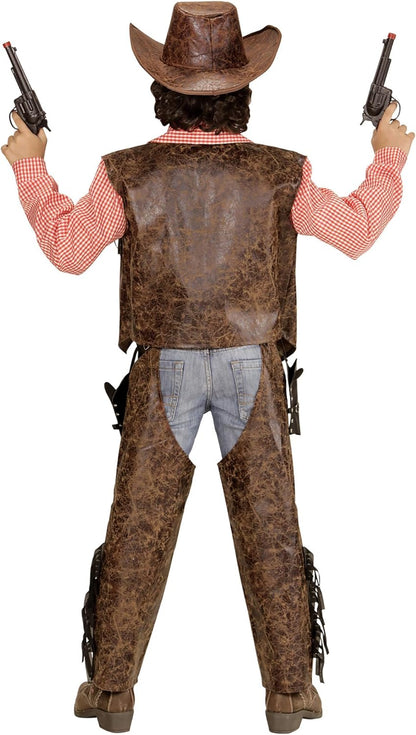 Widmann - Children's cowboy costume, shirt with vest, chaps, hat, wild west, theme party, carnival 158